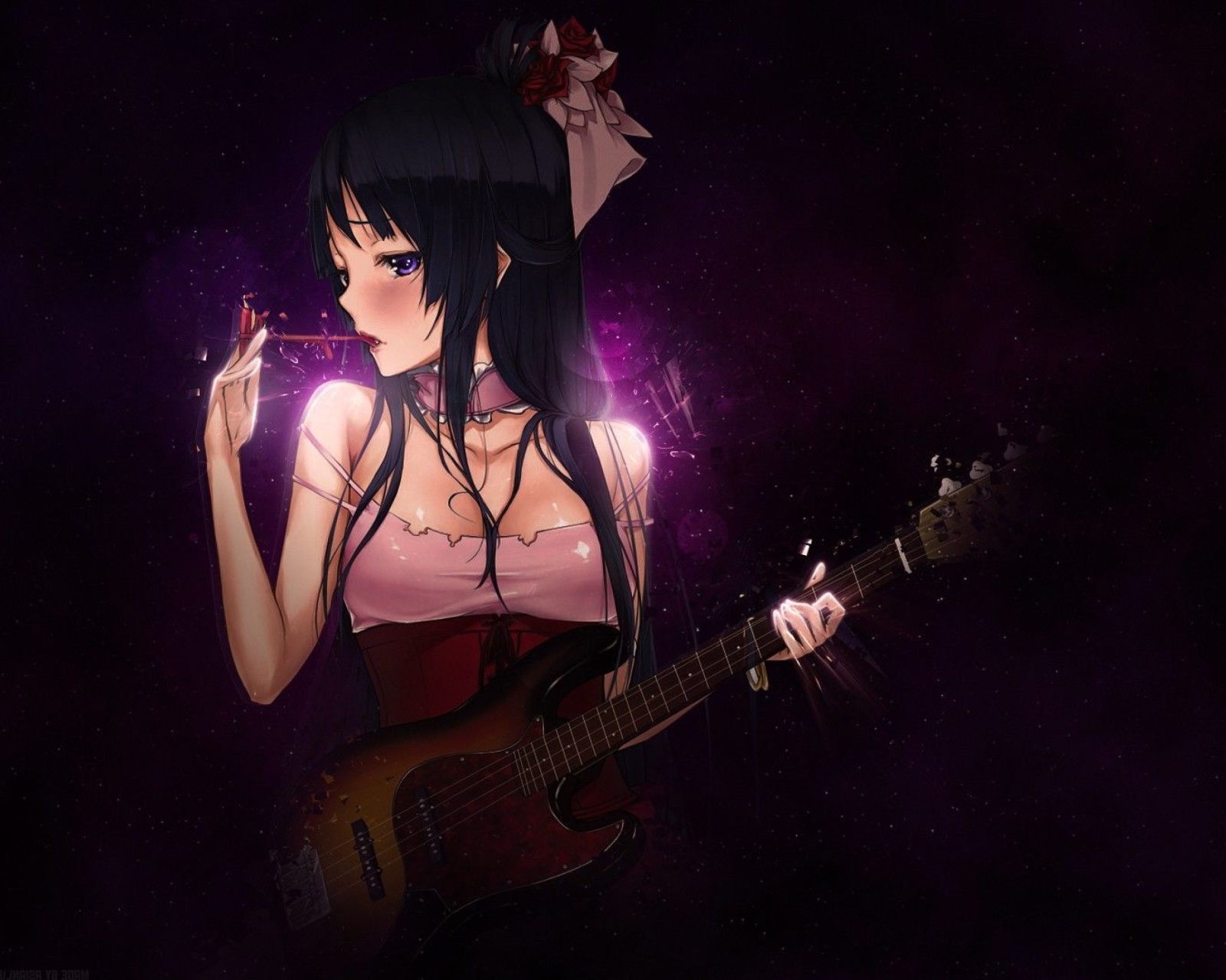 Anime Girl with Guitar wallpaper 1600x1280
