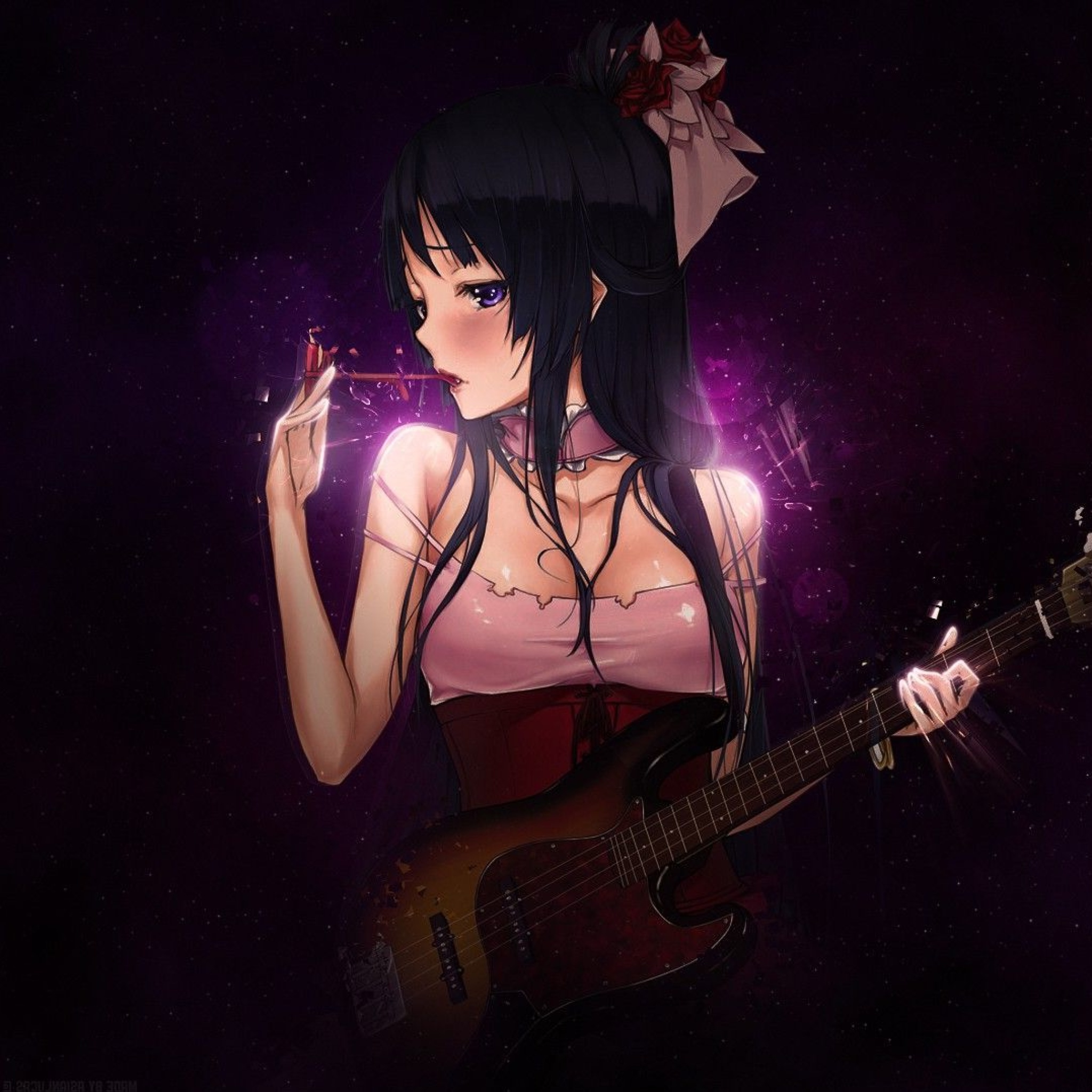 Anime Girl with Guitar wallpaper 2048x2048