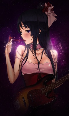 Anime Girl with Guitar wallpaper 240x400