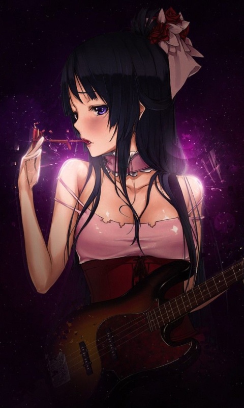 Обои Anime Girl with Guitar 480x800