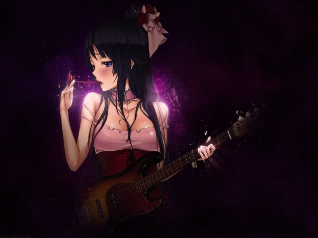 Anime Girl with Guitar wallpaper 640x480