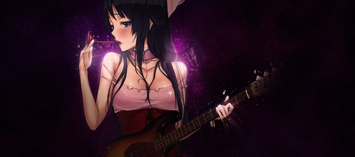 Anime Girl with Guitar wallpaper 720x320