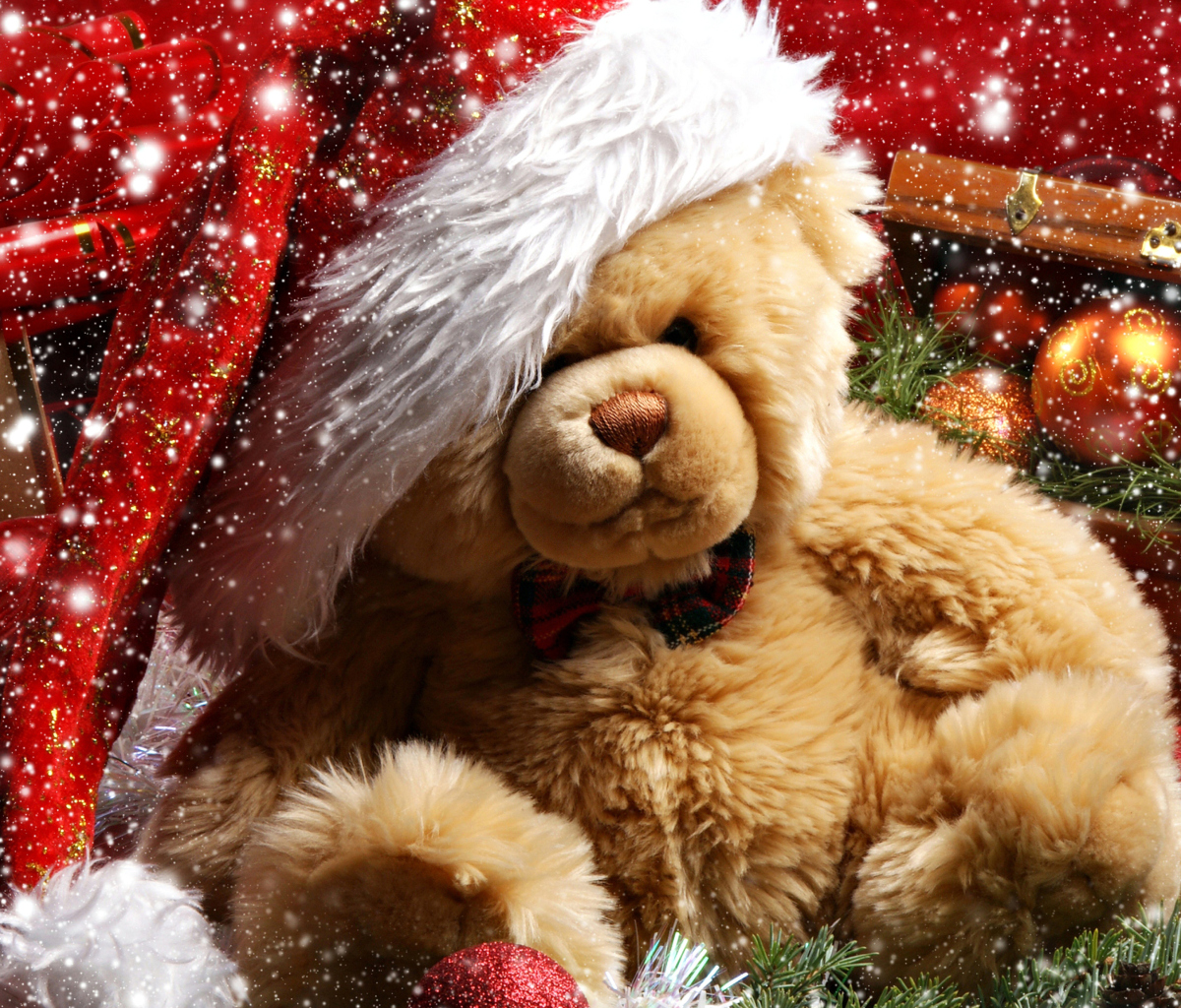 Das Christmas Teddy Bear Wallpaper 1200x1024