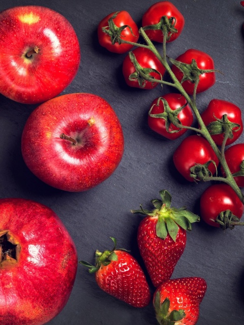 Red fruits and vegetables wallpaper 480x640