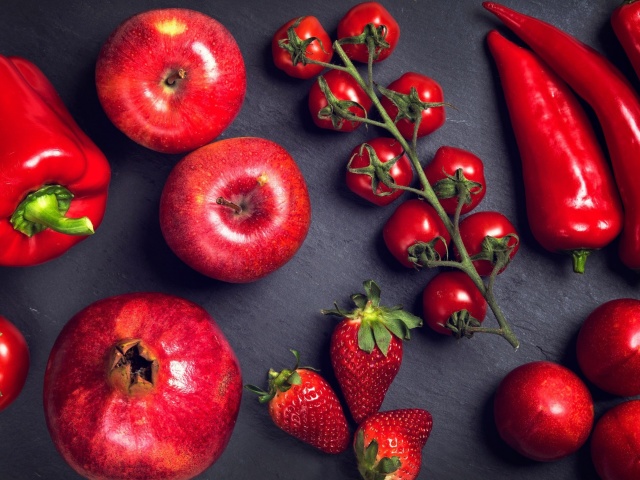 Fondo de pantalla Red fruits and vegetables 640x480