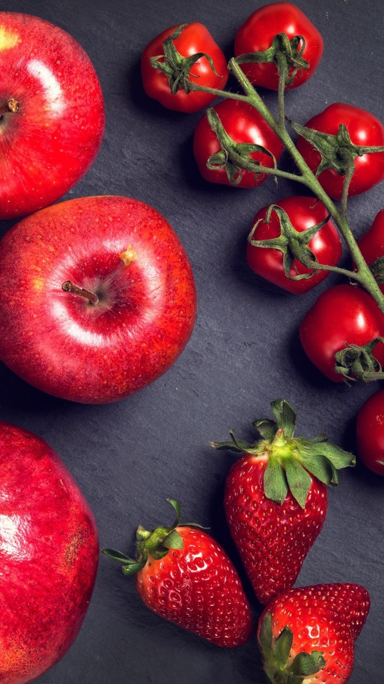 Red fruits and vegetables wallpaper 750x1334