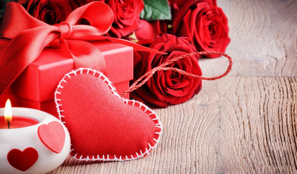 Sfondi Valentines Day Gift and Hearts 1024x600