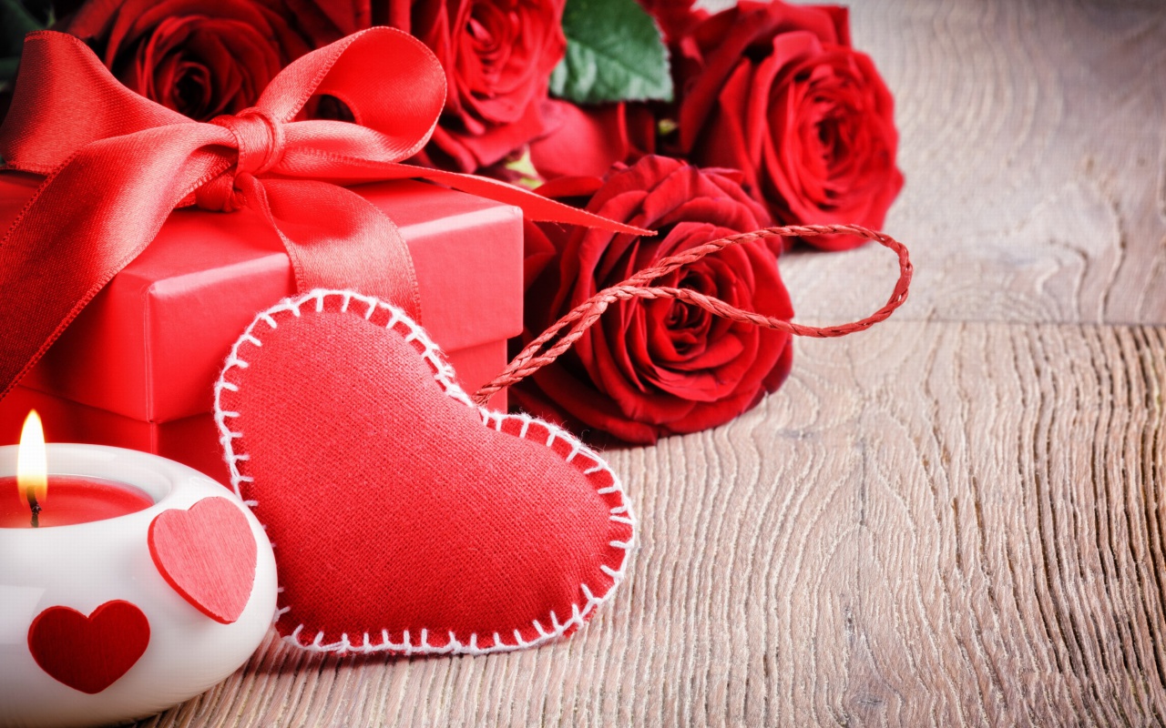 Das Valentines Day Gift and Hearts Wallpaper 1280x800