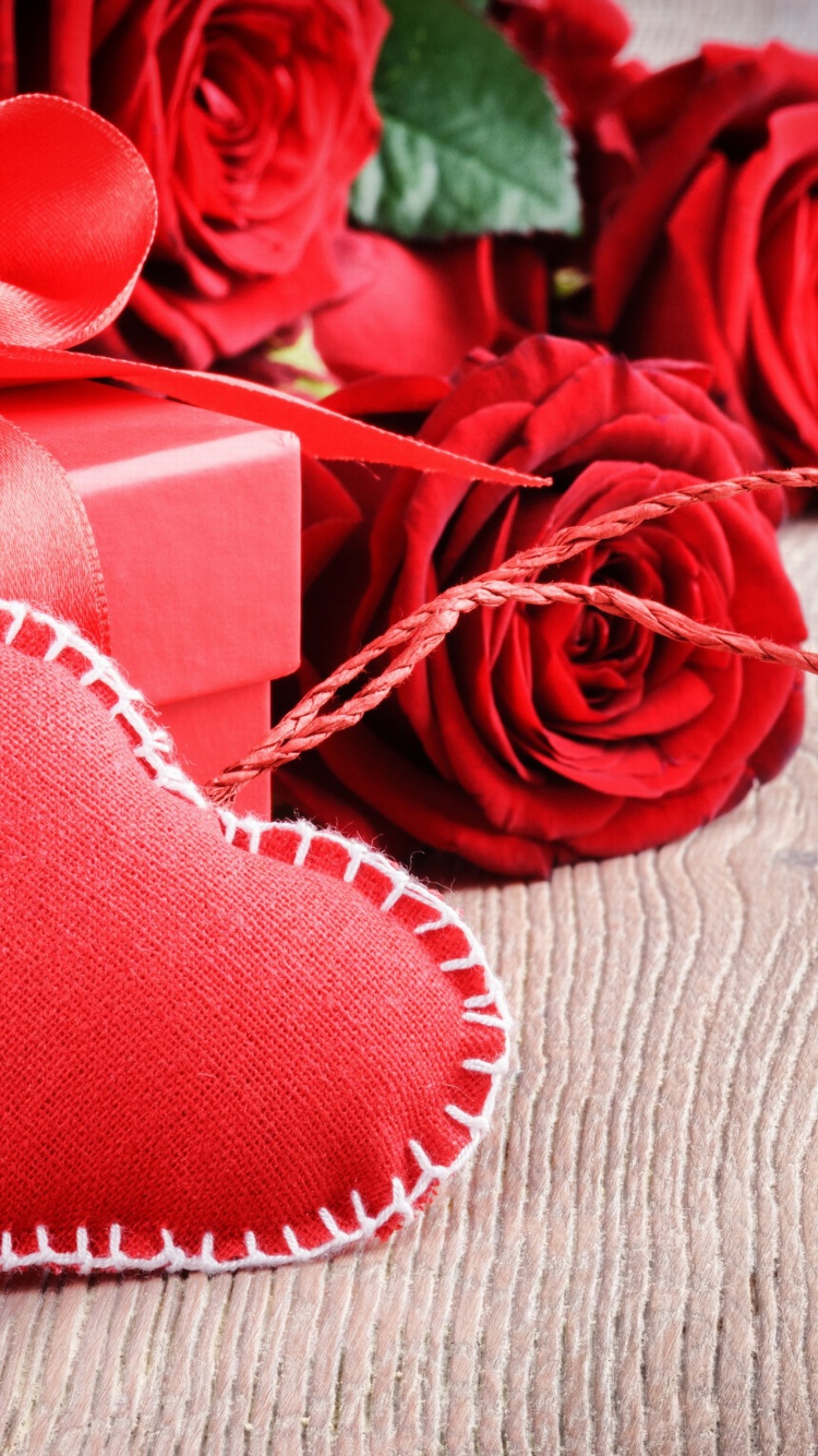 Das Valentines Day Gift and Hearts Wallpaper 750x1334