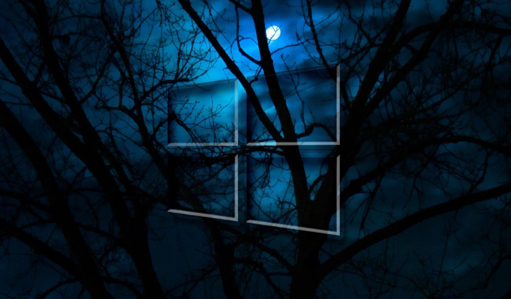 Обои Windows 10 HD Moon Night 1024x600