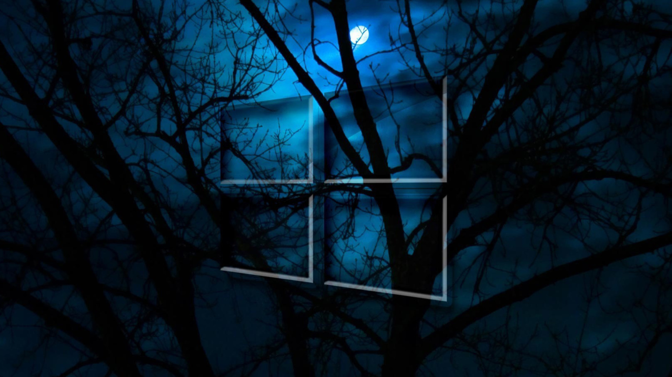 Обои Windows 10 HD Moon Night 1366x768