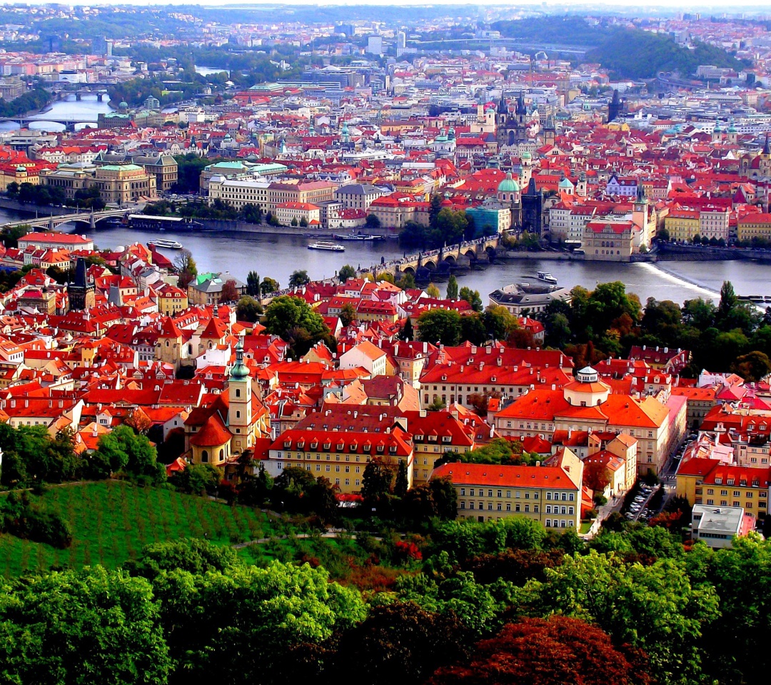 Das Prague Red Roofs Wallpaper 1080x960