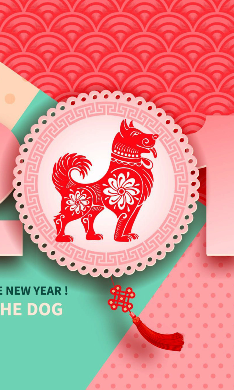 Fondo de pantalla 2018 New Year Chinese year of the Dog 768x1280