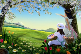 Easter Lady Spring - Obrázkek zdarma pro Desktop Netbook 1024x600