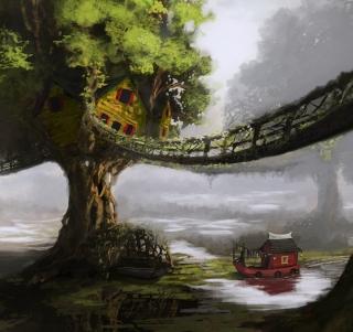 Kostenloses Fantasy Tree House Wallpaper für iPad Air