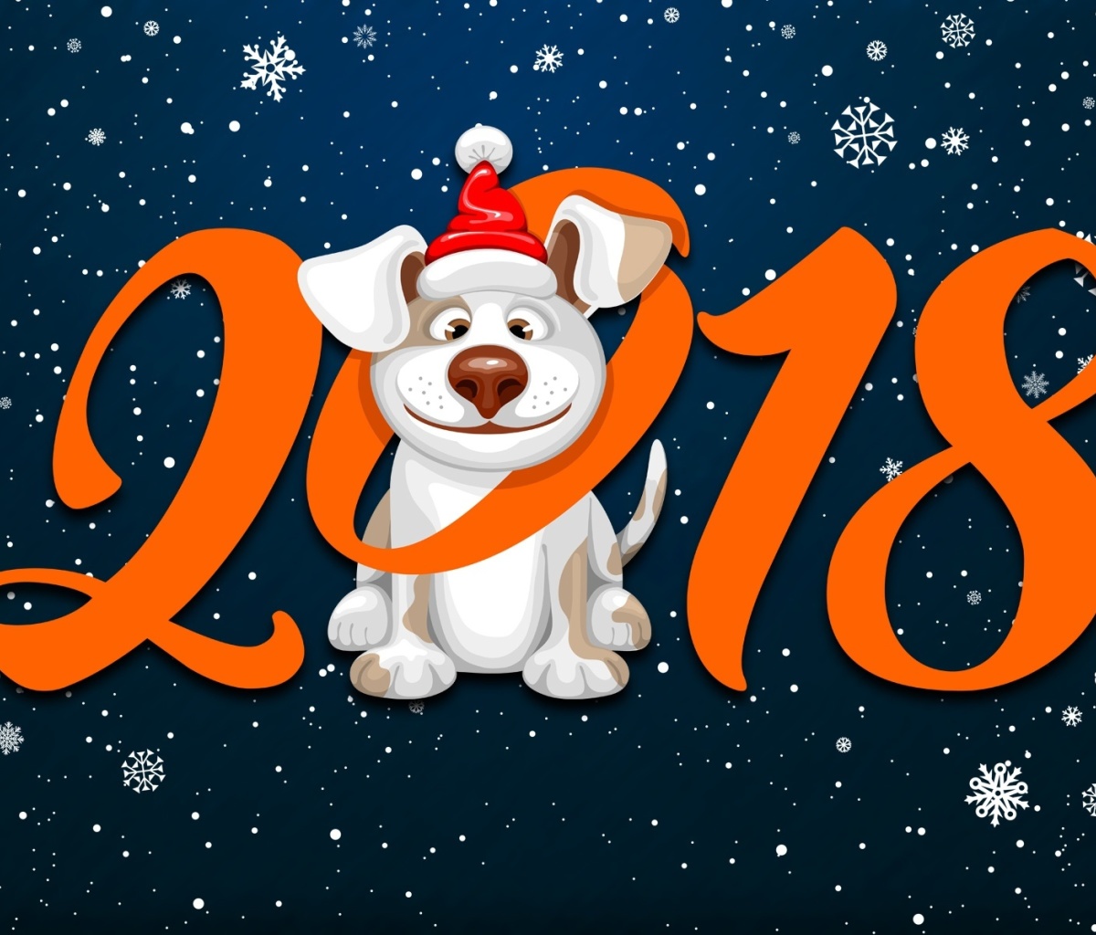 Screenshot №1 pro téma New Year Dog 2018 with Snow 1200x1024