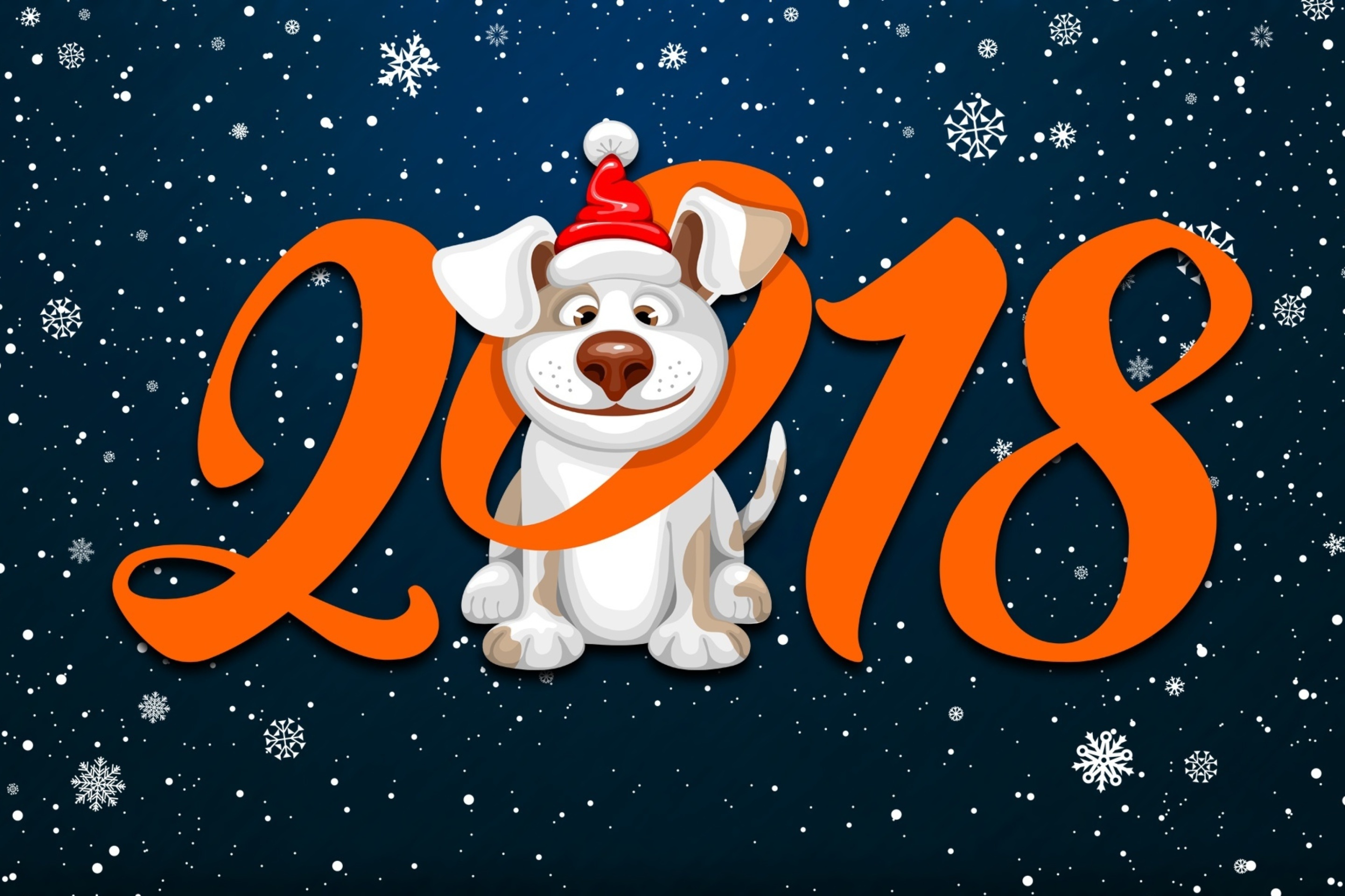 Das New Year Dog 2018 with Snow Wallpaper 2880x1920