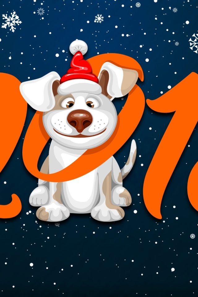 Fondo de pantalla New Year Dog 2018 with Snow 640x960