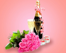 Clipart Roses Bouquet and Champagne wallpaper 220x176