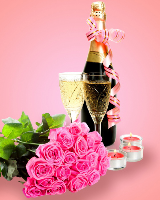 Clipart Roses Bouquet and Champagne - Obrázkek zdarma pro Nokia C2-06