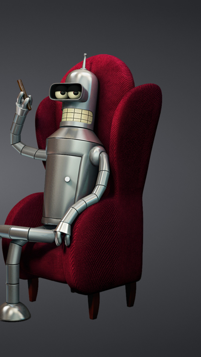 Fondo de pantalla 3D Bender Futurama 640x1136
