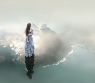 Girl With Rose Standing On Sky - Obrázkek zdarma pro 1024x1024
