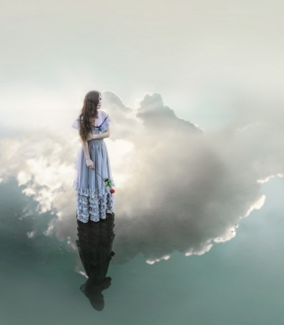 Girl With Rose Standing On Sky - Obrázkek zdarma pro iPhone 5C