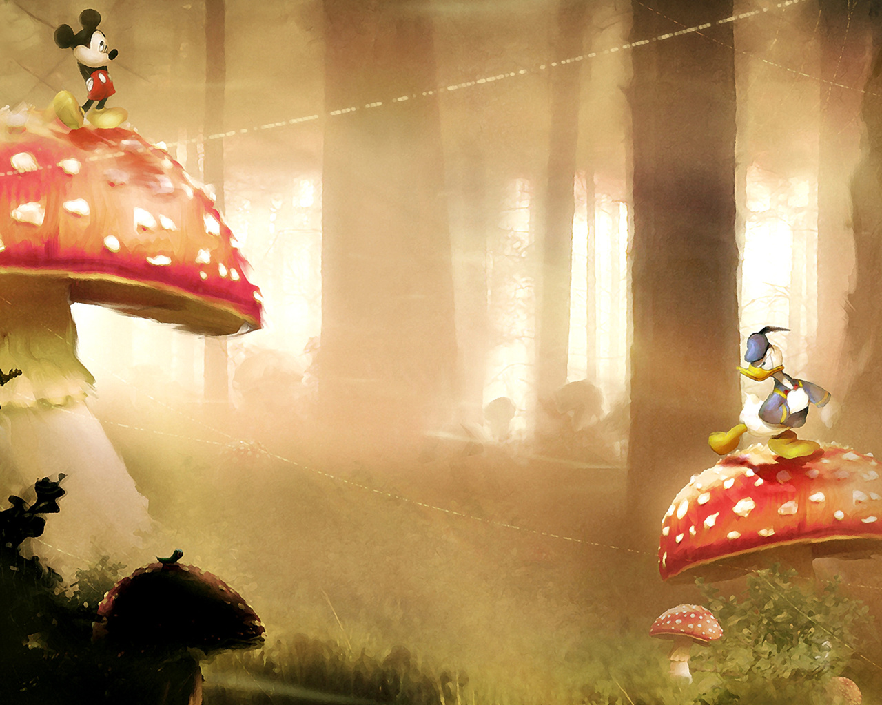 Das Mickey Mouse and Donald Duck Wallpaper 1280x1024