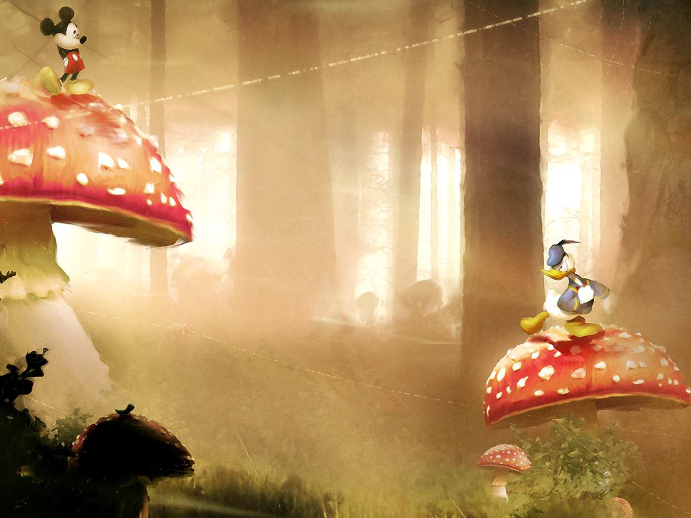 Обои Mickey Mouse and Donald Duck 1400x1050