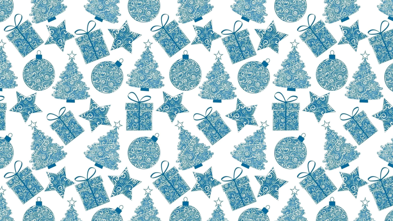 Screenshot №1 pro téma Christmas Blue Texture 1366x768