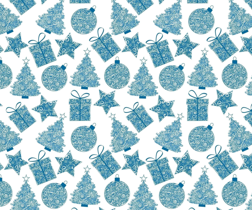 Screenshot №1 pro téma Christmas Blue Texture 960x800