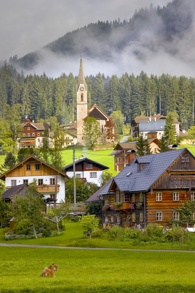Fondo de pantalla Gosau Village - Austria 640x960