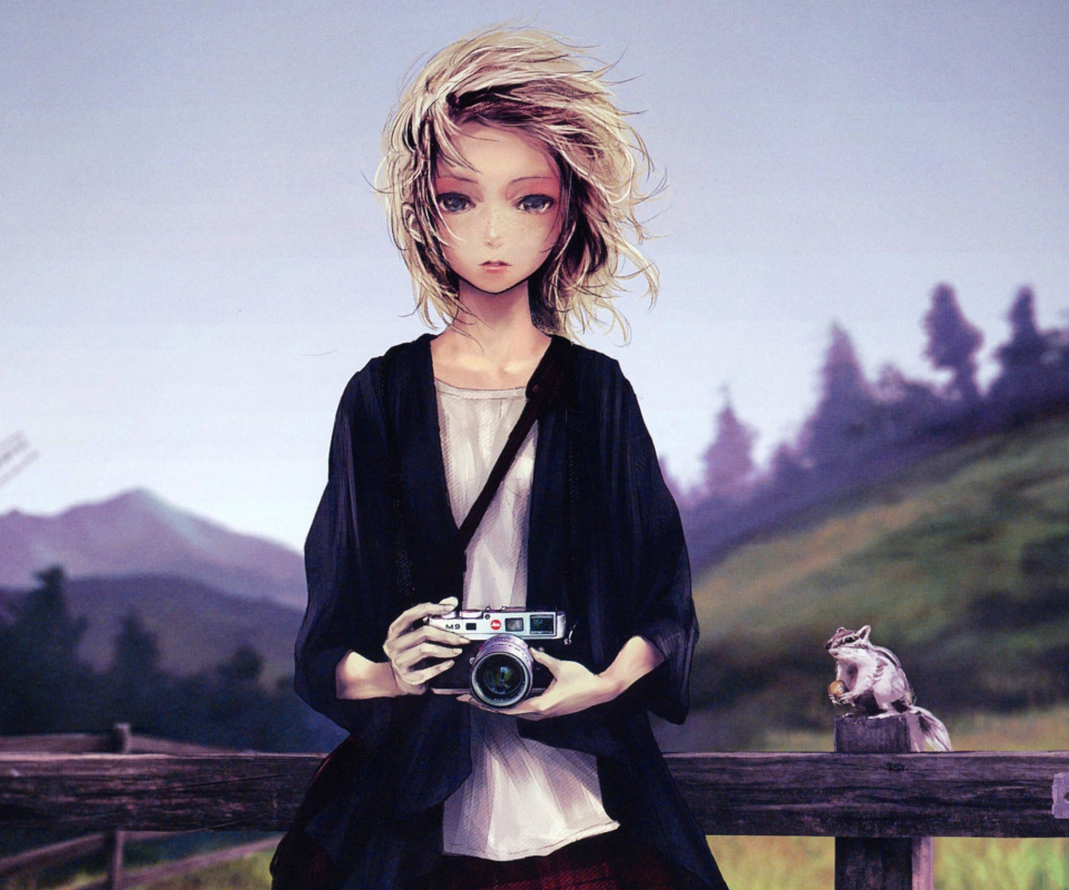 Обои Girl With Photo Camera 960x800