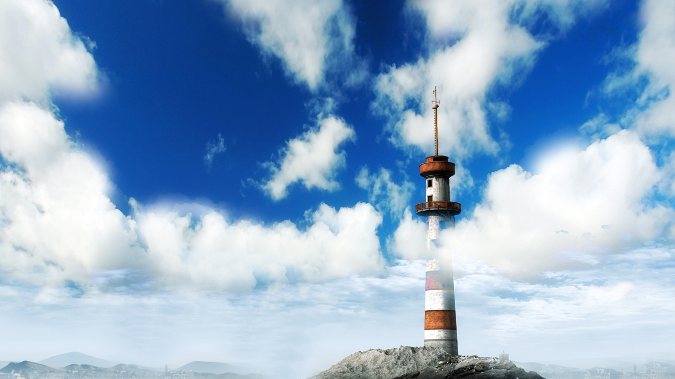 Lighthouse on West Coast wallpaper 1366x768