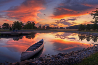 Canoe At Sunset Picture for Android, iPhone and iPad