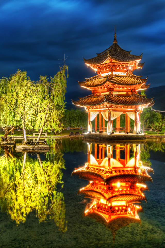 Chinese Pagoda HD wallpaper 640x960