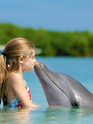 Das Friendship Between Girl And Dolphin Wallpaper 132x176