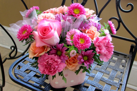 Fondo de pantalla Roses and Carnations 480x320