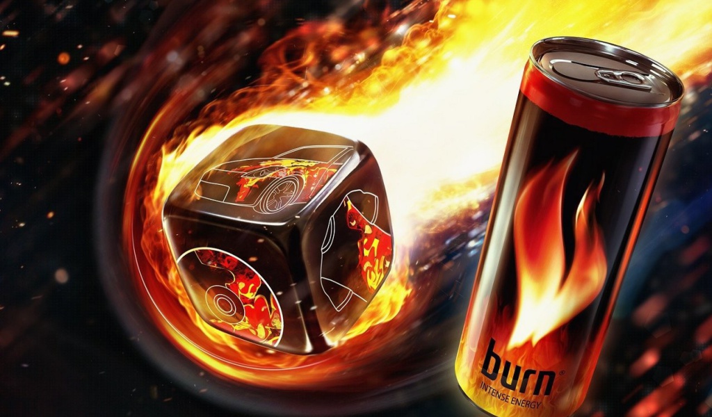 Das Burn energy drink Wallpaper 1024x600