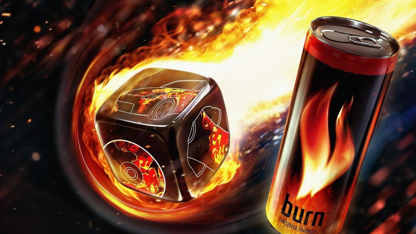Burn energy drink wallpaper 1366x768