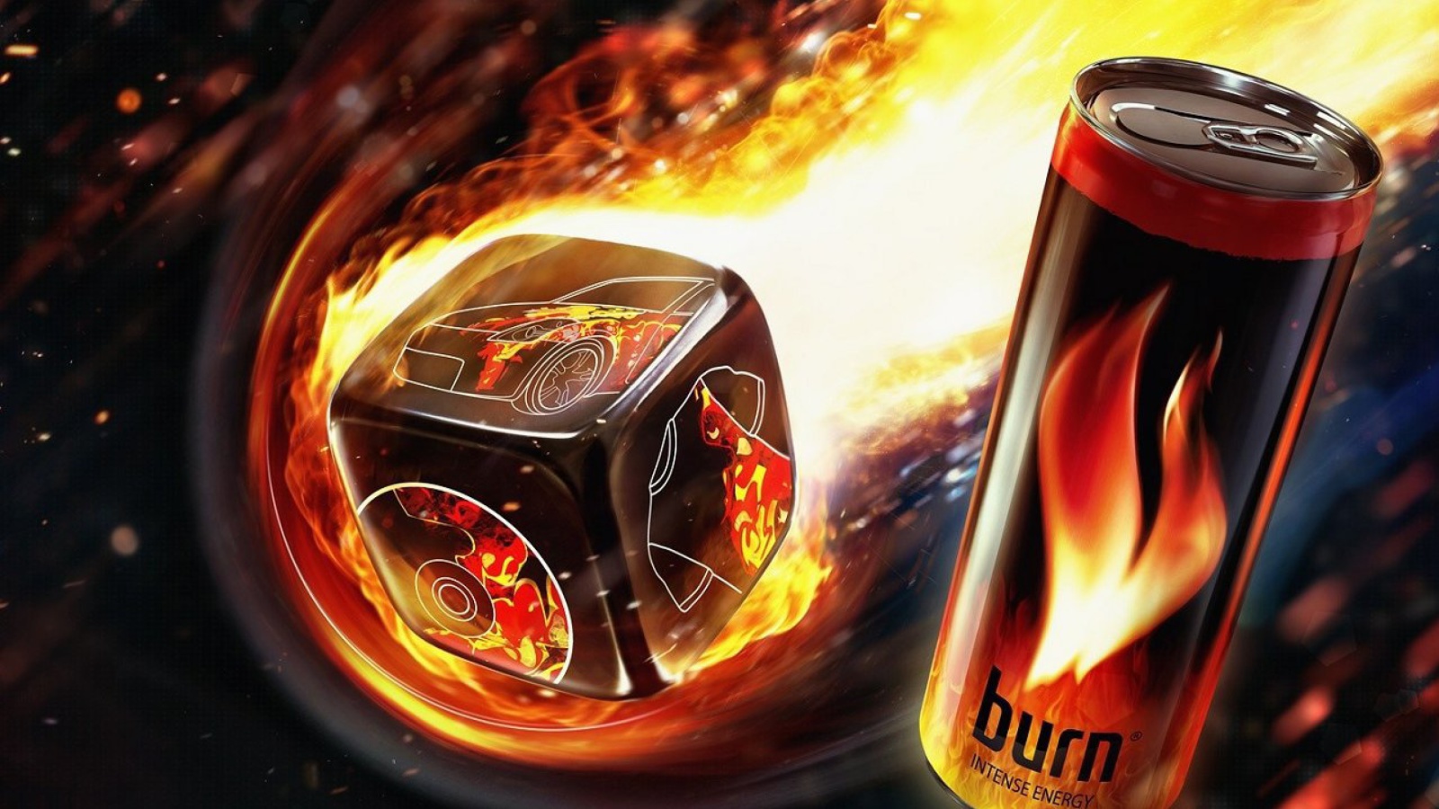 Fondo de pantalla Burn energy drink 1600x900
