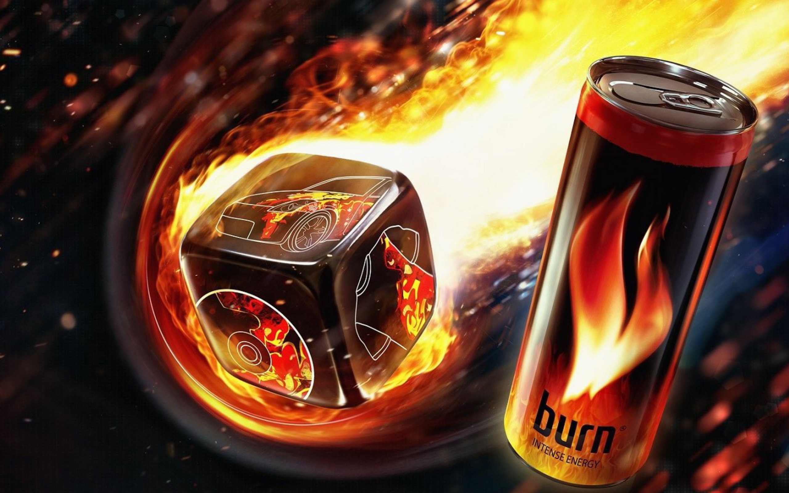 Fondo de pantalla Burn energy drink 2560x1600