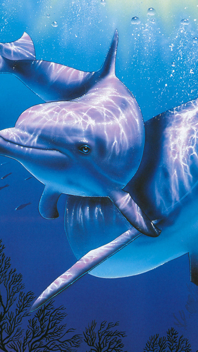 Blue Dolphins wallpaper 640x1136