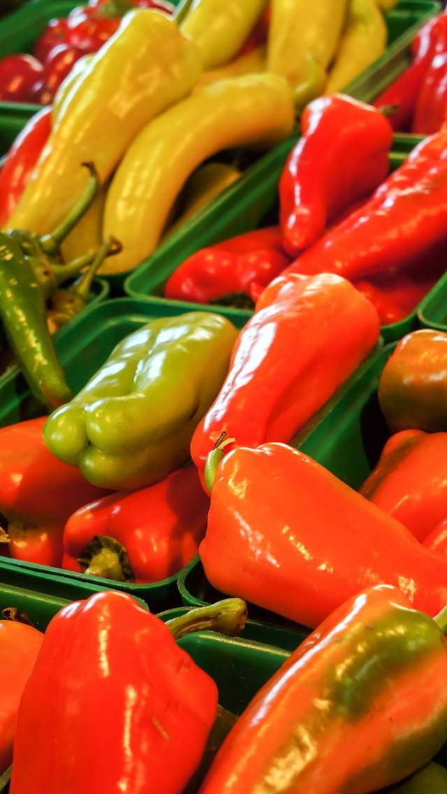 Colorful Peppers wallpaper 640x1136