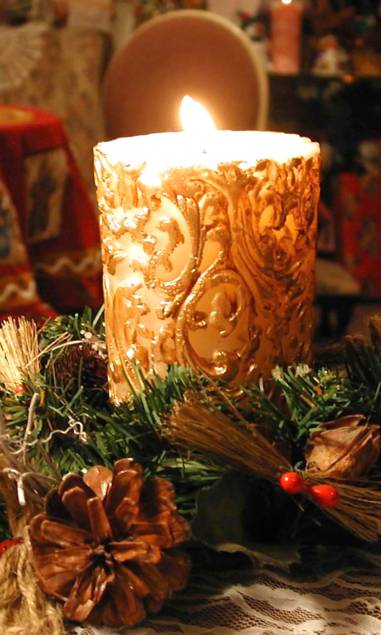 Обои New Year Candle 768x1280