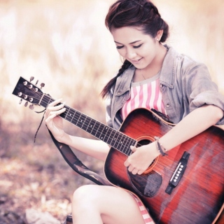 Kostenloses Chinese girl with guitar Wallpaper für iPad