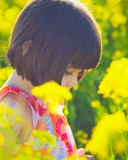 Cute Little Girl At Summer Meadow screenshot #1 128x160