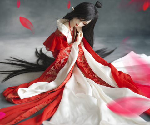 Sfondi Beautiful Doll In Japanese Kimono 480x400