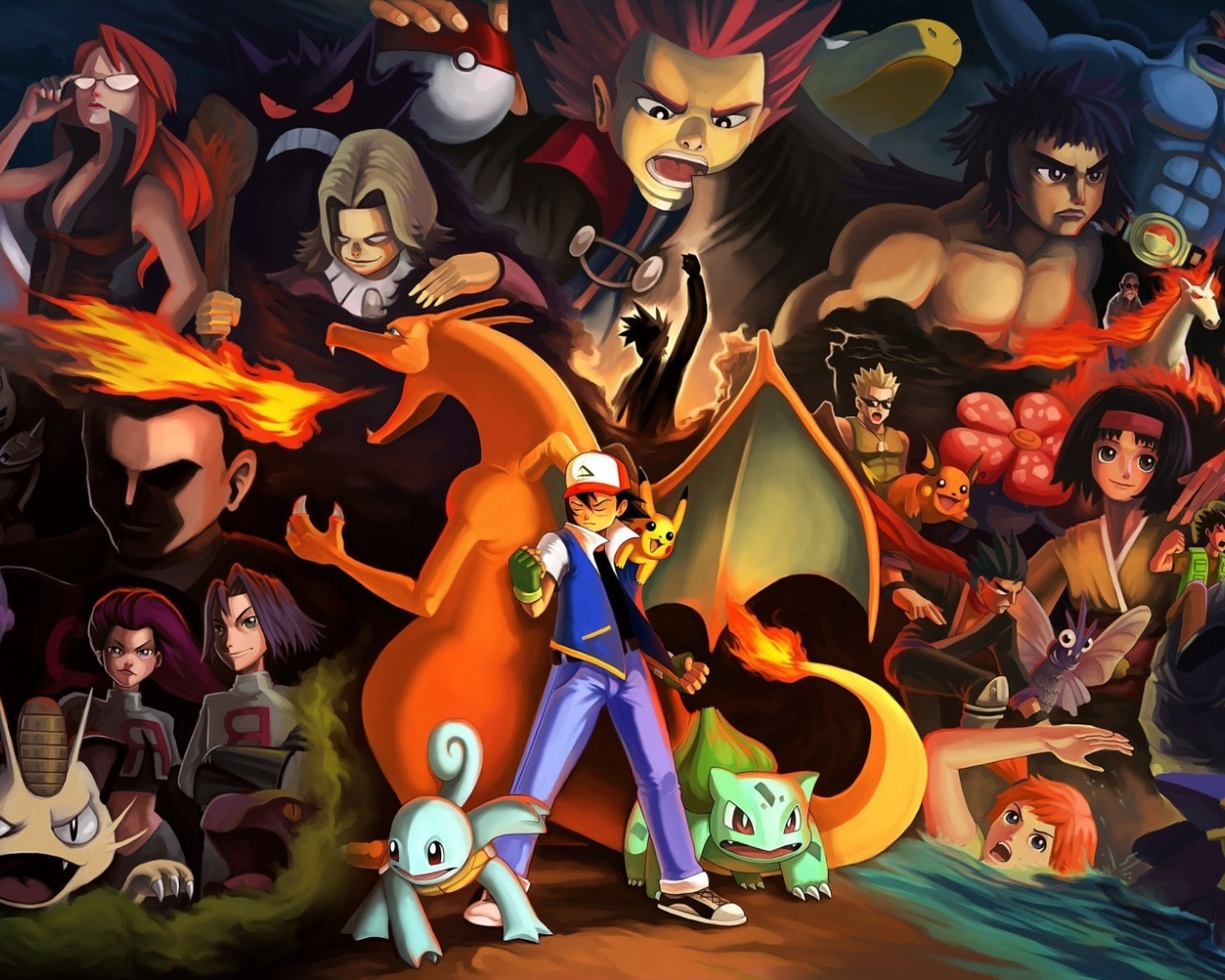 Pokemon GO Charmander vs Squirtle wallpaper 1280x1024