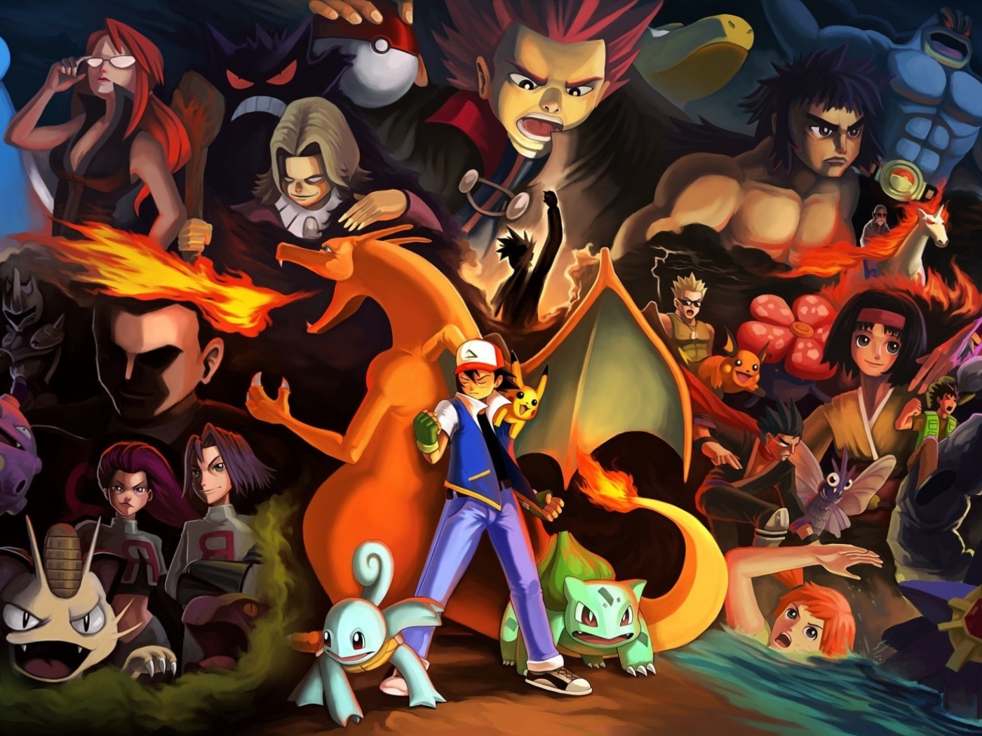 Pokemon GO Charmander vs Squirtle wallpaper 1400x1050